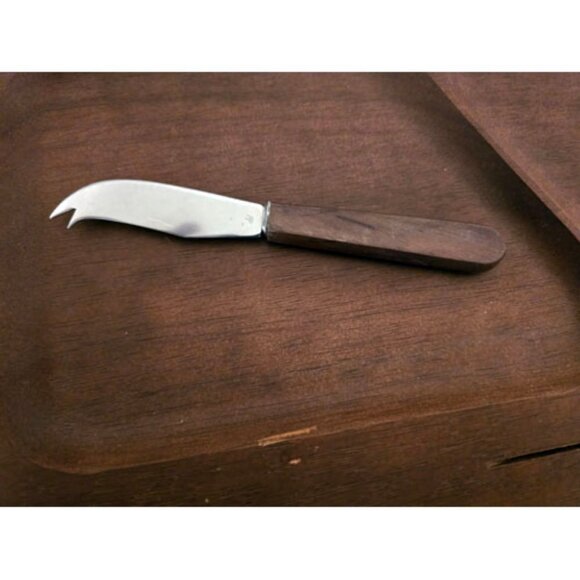 Vintage 1966 MCM Teak Serving Tray Bamboo Tile + Knife Charcuterie Never Used - Picture 3 of 5